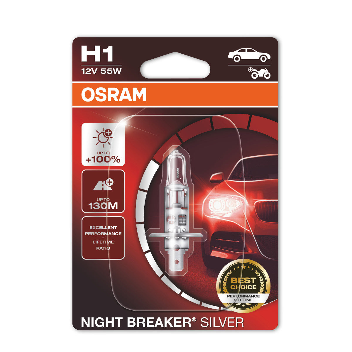 OSRAM NIGHT BREAKER® ARGENTO H1 Blister singolo