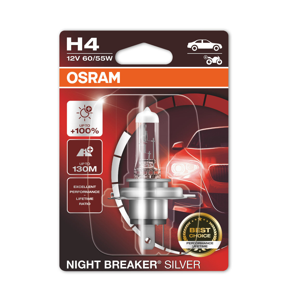 OSRAM NIGHT BREAKER® ARGENTO H4 Blister singolo