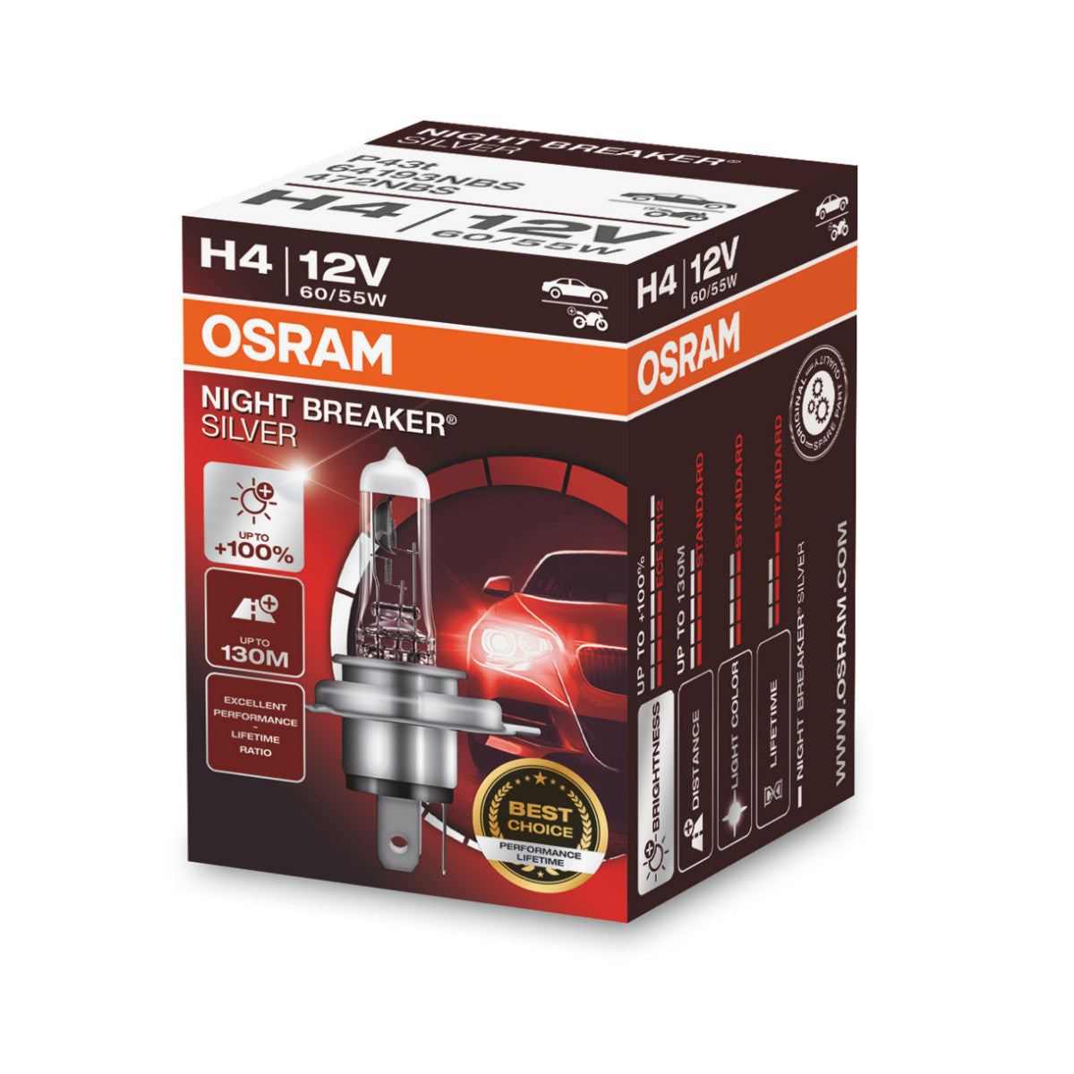 OSRAM NIGHT BREAKER® Scatola pieghevole ARGENTO H4