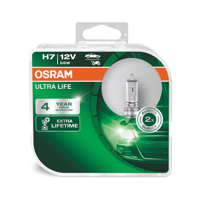 OSRAM ULTRA LIFE - Lampadina alogena per fari H7 - Scatola Duo