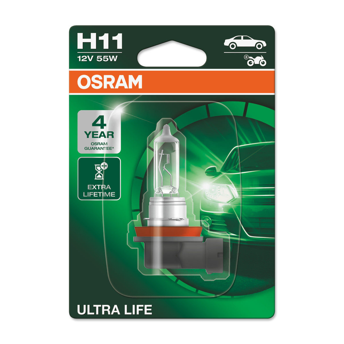 OSRAM ULTRA LIFE - Lampadina fari alogena H11 - Blister singolo