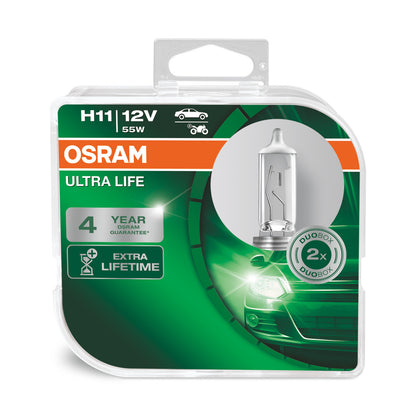 OSRAM ULTRA LIFE - Lampadina alogena per fari H11 - Scatola doppia