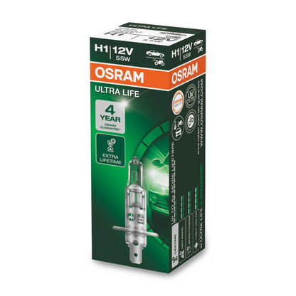 OSRAM ULTRA LIFE - Lampadina per fari alogena H1 - Scatola pieghevole