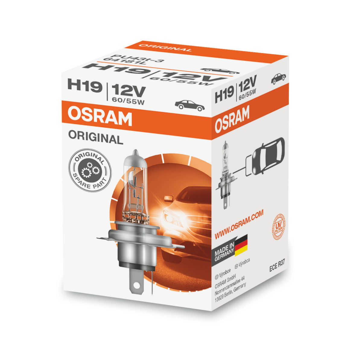 OSRAM ORIGINAL LINE - H19 - 12 V - 6055 W - Lampadina alogena per fari