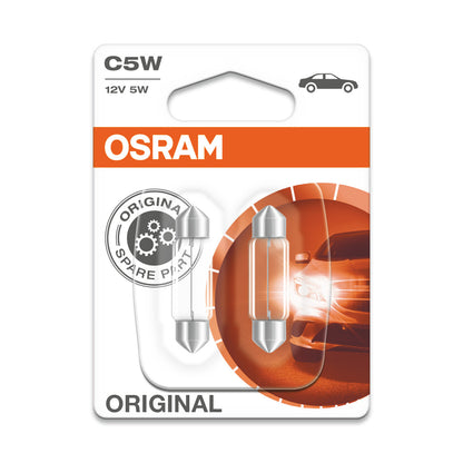 OSRAM ORIGINAL FESTOON - 5W - 12V - Lampadina extra 36mm - CONFEZIONE DA 2