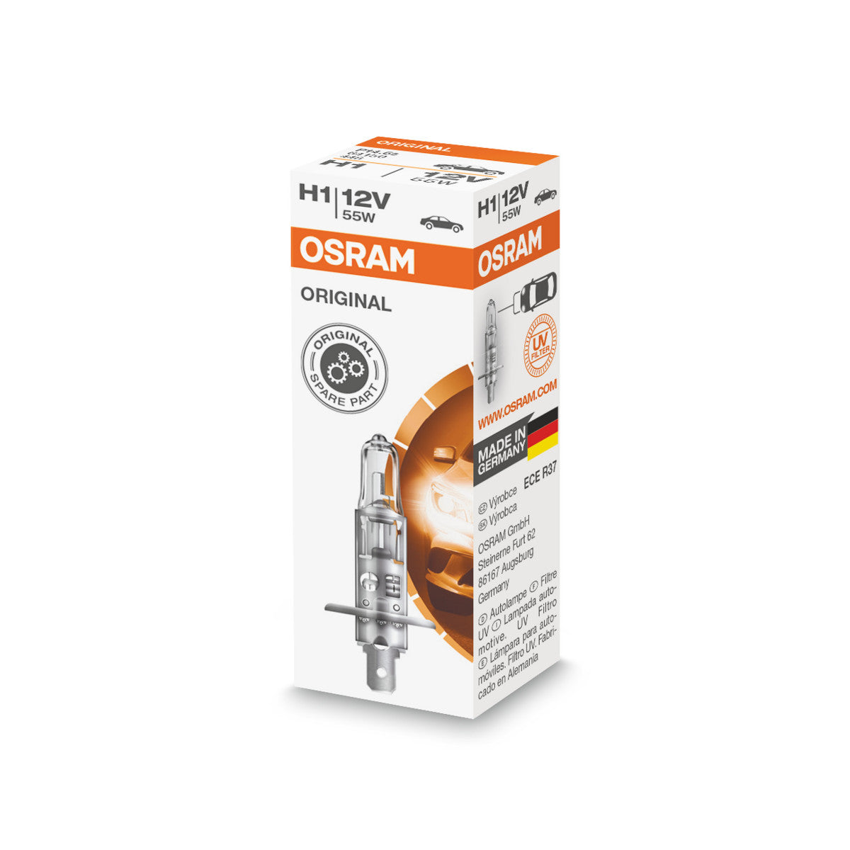 OSRAM ORIGINAL LINE - H1 - 12 V - 55 W - Lampadina alogena per fari - Scatola pieghevole