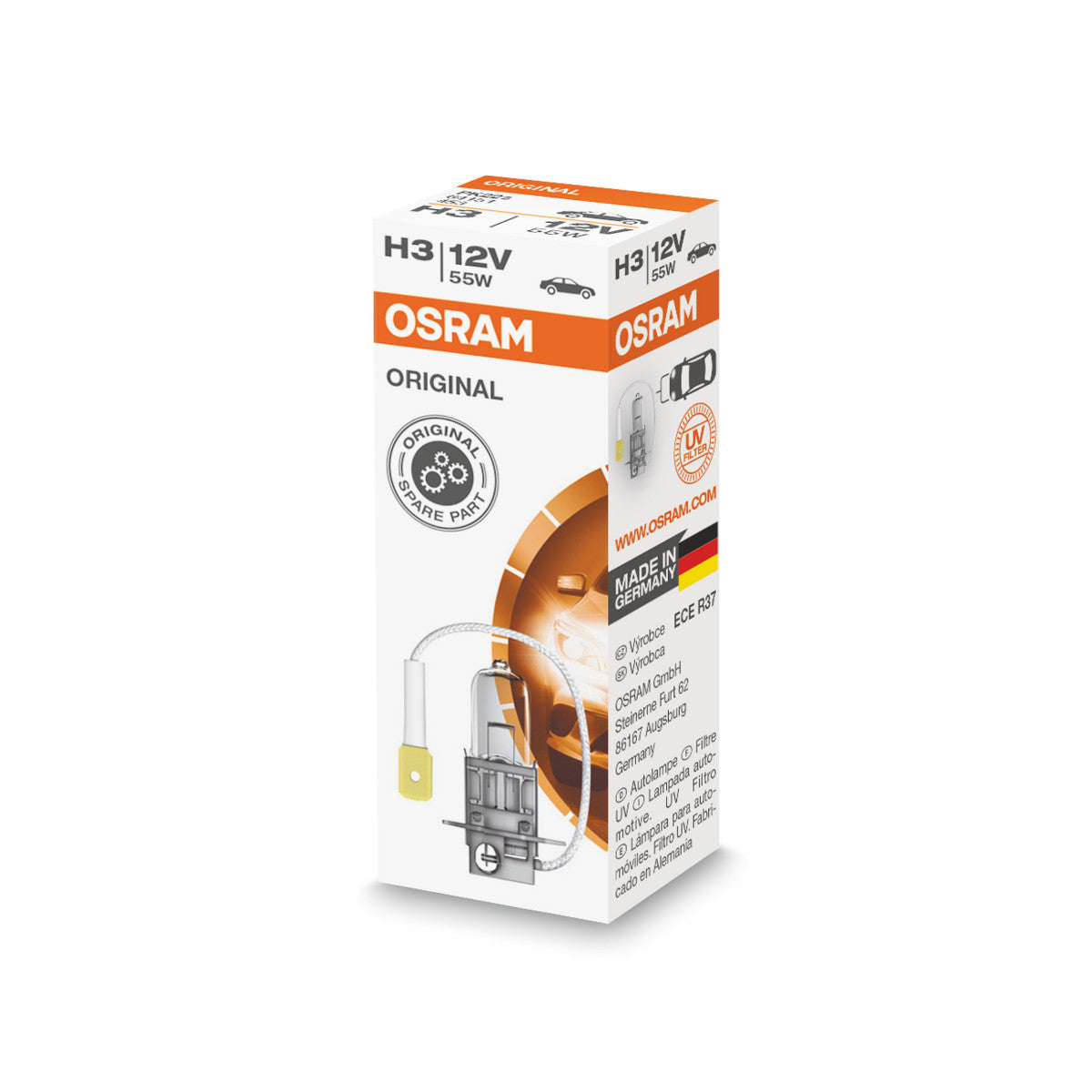 OSRAM ORIGINAL LINE - H3 - 12 V - 55 W - Lampadina alogena per fari - Scatola pieghevole