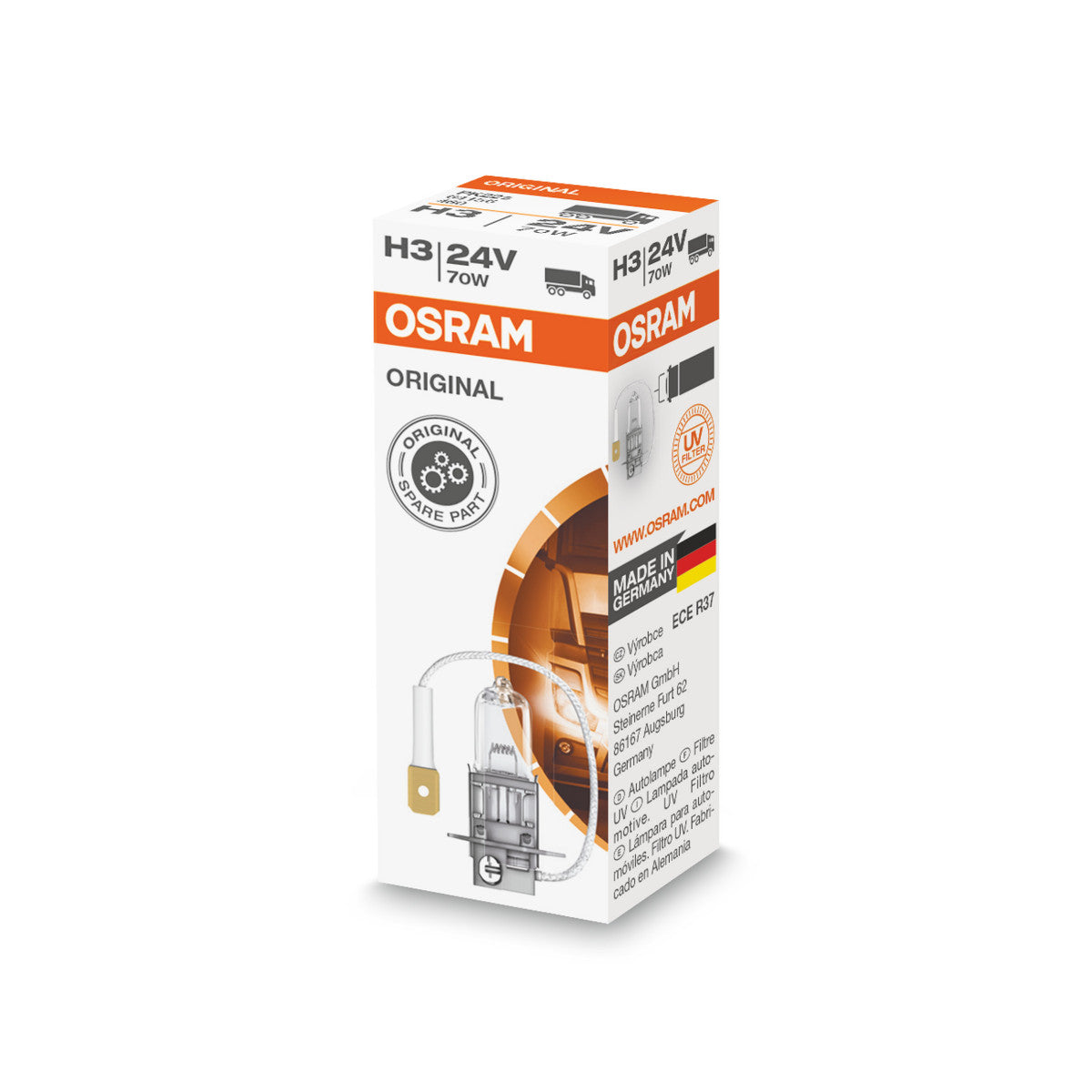 OSRAM ORIGINAL LINE - H3 - 24 V - 70 W - Lampadina alogena per fari - Scatola pieghevole