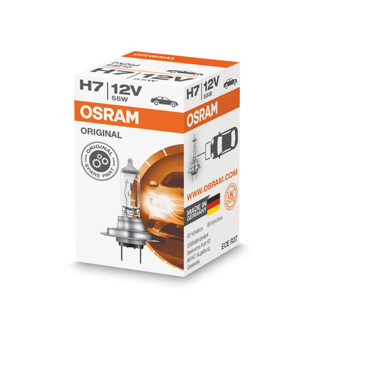 OSRAM ORIGINAL LINE - H7 - 12 V - 55 W - Lampadina alogena per fari - Scatola pieghevole