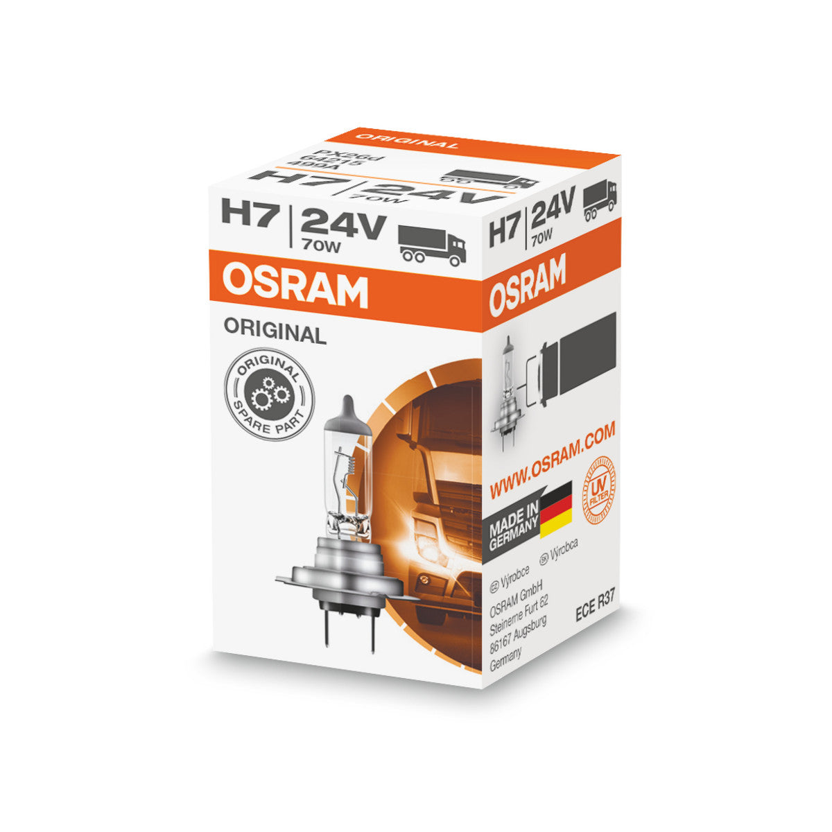 OSRAM ORIGINAL LINE - H7 - 24 V - 70 W - Lampadina alogena per fari - Scatola pieghevole