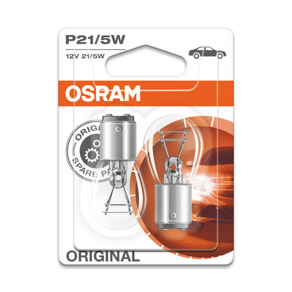 OSRAM ORIGINAL - BASE IN METALLO - P21-5W - Confezione da 2 lampadine extra