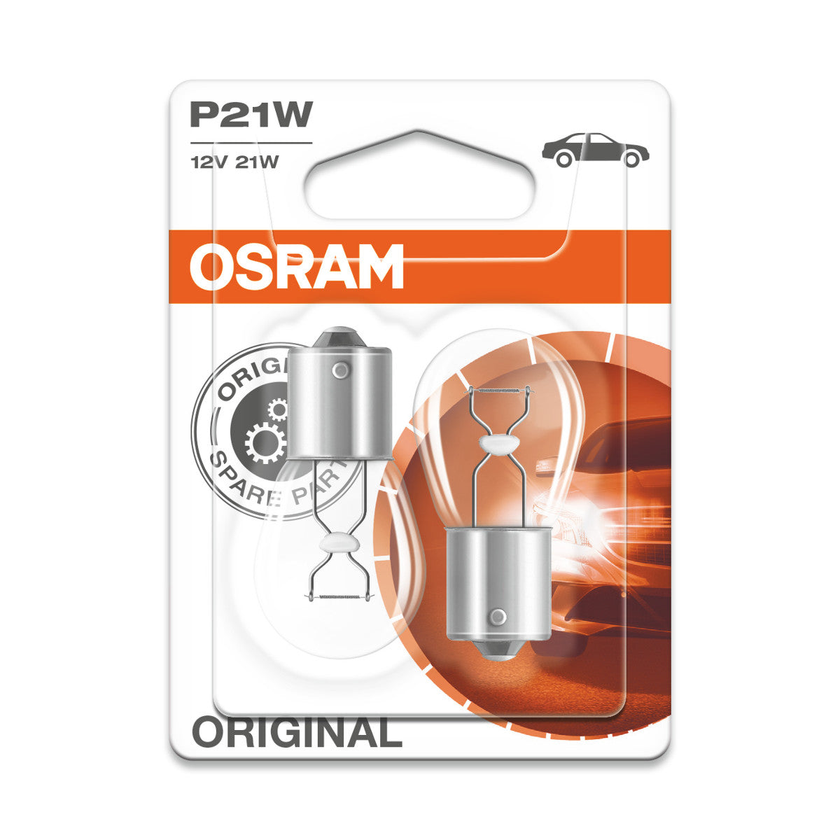 OSRAM ORIGINAL - BASE IN METALLO - P21W Lampadina extra confezione da 2