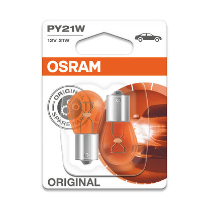 OSRAM ORIGINAL - BASE IN METALLO - PY21W Lampadina extra confezione da 2