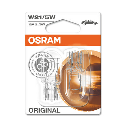 OSRAM ORIGINAL - BASE A CUNEO - W21-5W Lampadina extra - CONFEZIONE DA 2