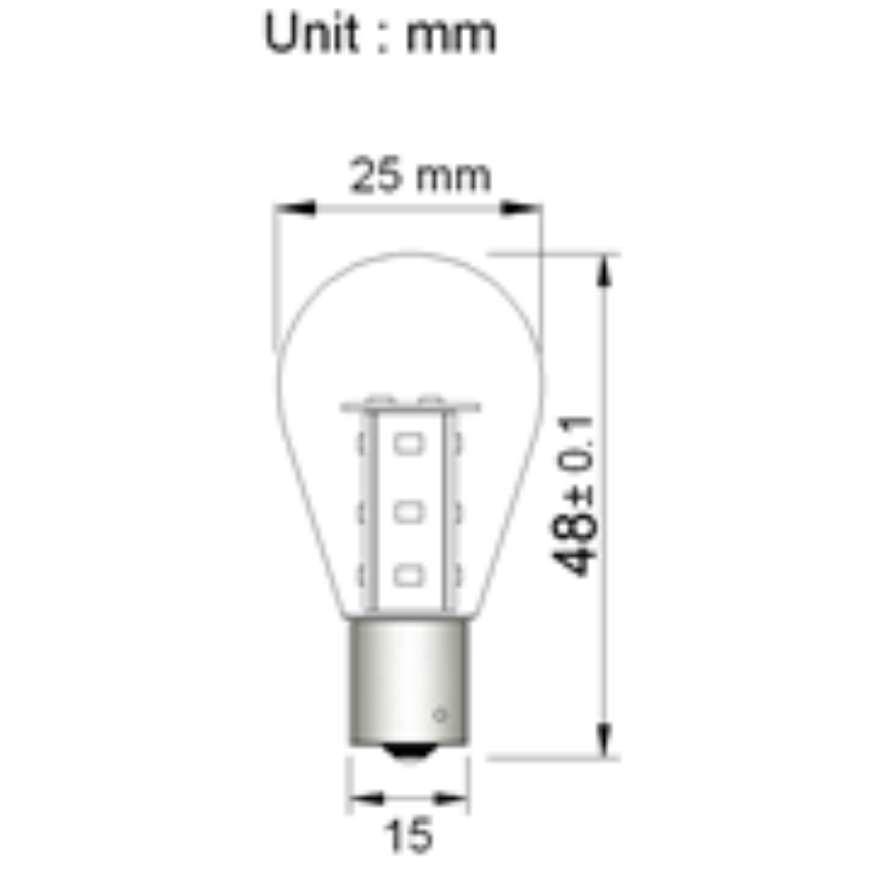 BA15s 12V/24V 0.7W Gul