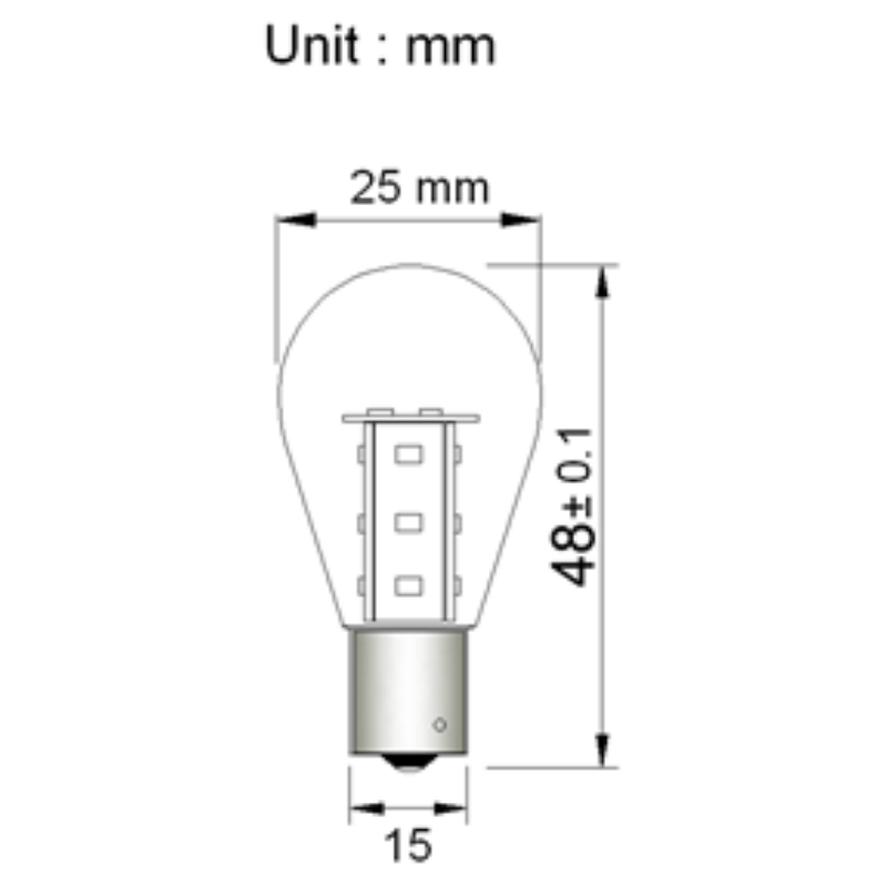 BA15s 12V/24V 1.5W Kallvit