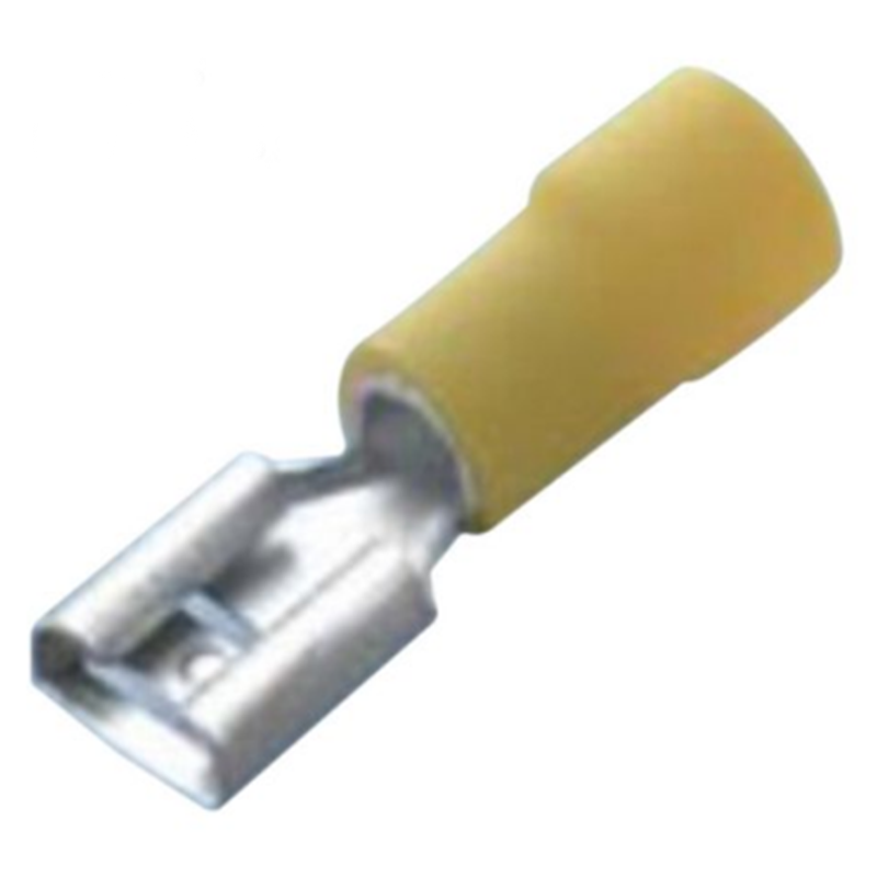 Sleeve a perno piatto 6mm2 in vinile giallo 6,3 x 0,8 mm - 10 pezzi